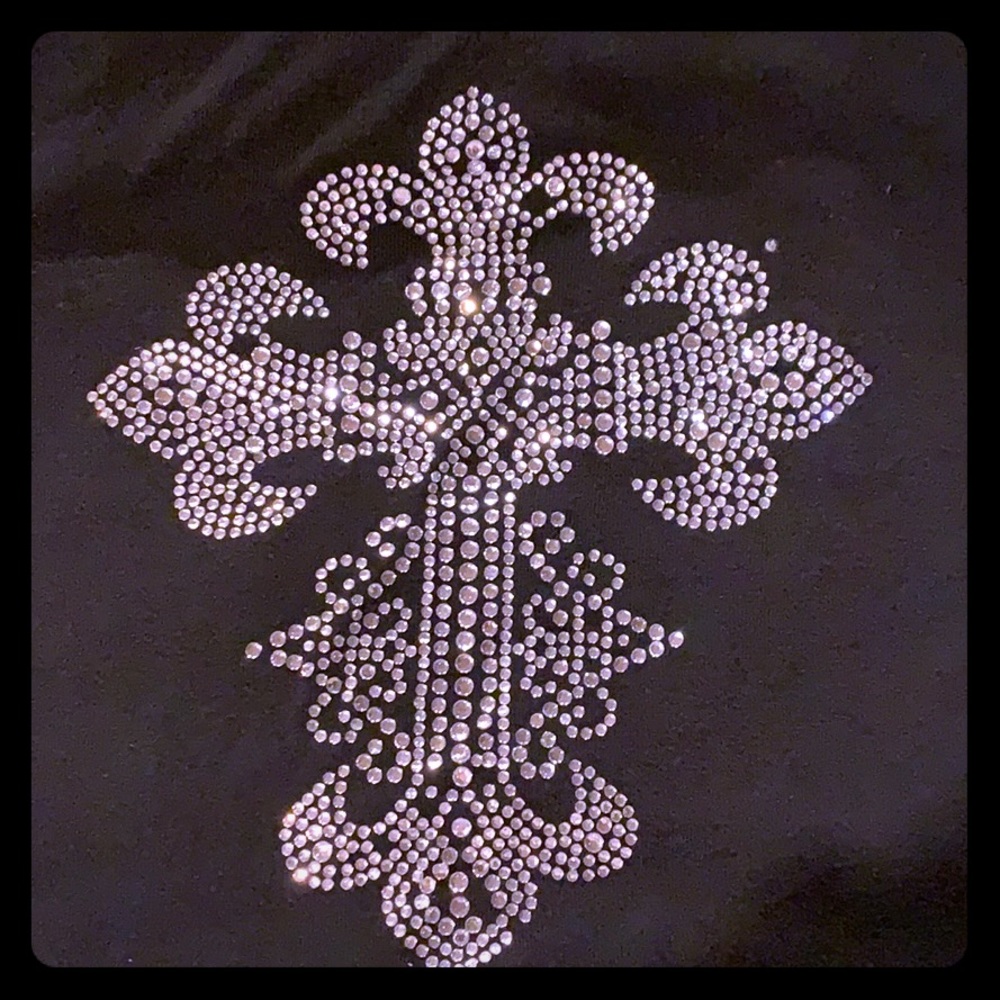Cap Sleeved gem-encrusted black tee